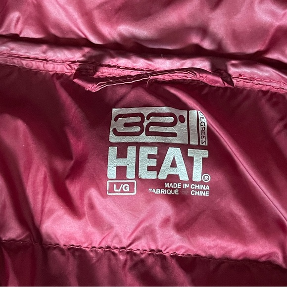 32 Degrees Heat Down/ Puffer Jacket Maroon Size Large - Picture 7 of 16
